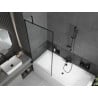 Mexen Cube rectangular bathtub 170 x 80 cm with casing and 1-wing screen 80 cm, black pattern - 550517080X9508007070