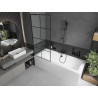 Mexen Cube rectangular bathtub 170 x 80 cm with panel and 1-wing screen 80 cm, black pattern - 550517080X9508007077