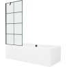 Mexen Cube rectangular bathtub 170 x 80 cm with panel and 1-wing screen 80 cm, black pattern - 550517080X9508007077
