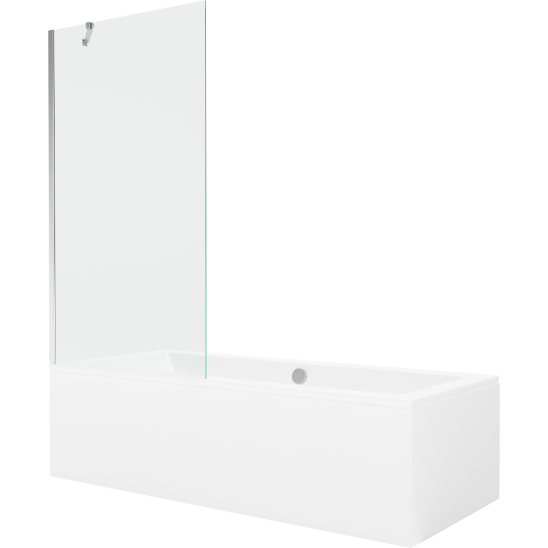 Mexen Cube rectangular bathtub 170 x 80 cm with casing and 1-wing screen 90 cm, transparent, chrome - 550517080X9509000001