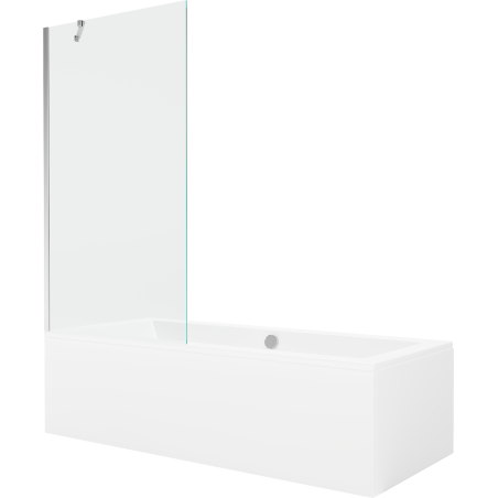 Mexen Cube rectangular bathtub 170 x 80 cm with enclosure and single-wing screen 90 cm, transparent, chrome - 550517080X9509000?