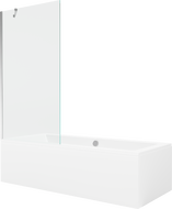 Mexen Cube 170 x 80 cm rectangular bathtub with panels and a 1-wing screen 90 cm, transparent, chrome - 550517080X9509000001