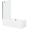 Mexen Cube rectangular bathtub 170 x 80 cm with casing and single-panel screen 90 cm, transparent, black - 550517080X9509000070