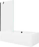 Mexen Cube rectangular bathtub 170 x 80 cm with casing and single-panel screen 90 cm, transparent, black - 550517080X9509000070