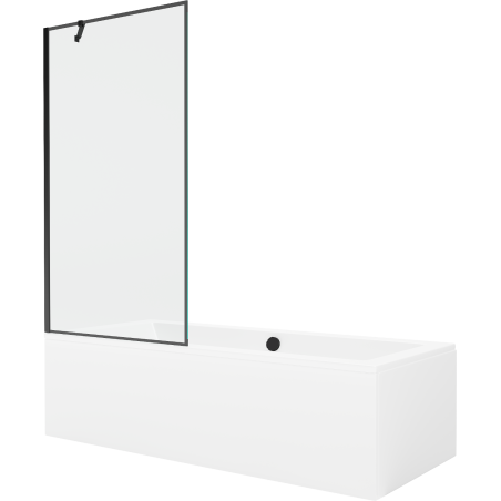 Mexen Cube 170 x 80 cm rectangular bathtub with panels and a 1-wing screen 90 cm, black pattern - 550517080X9509007070