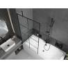 Mexen Cube rectangular bathtub 170 x 80 cm with casing and 1-wing shower screen 90 cm, black pattern - 550517080X9509007077