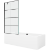 Mexen Cube Rectangular Bathtub 170 x 80 cm with Casing and 1-Leaf Screen 90 cm, Black Pattern - 550517080X9509007077