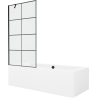 Mexen Cube rectangular bathtub 170 x 80 cm with casing and 1-panel screen 90 cm, black pattern - 550517080X9509007077