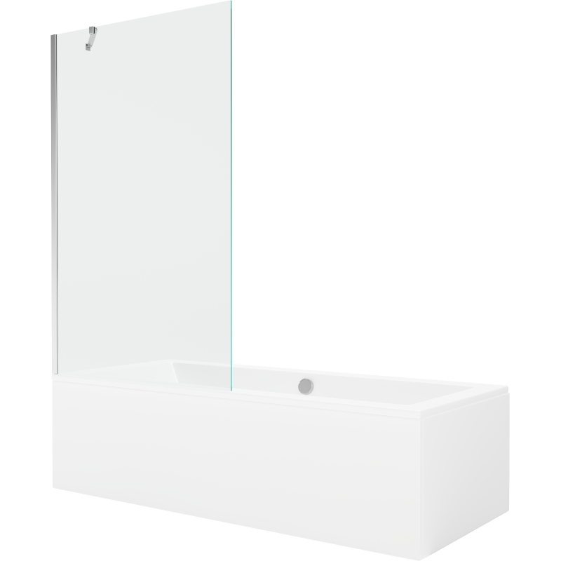Mexen Cube rectangular bath 170 x 80 cm with casing and 1-wing screen 100 cm, transparent, chrome - 550517080X9510000001