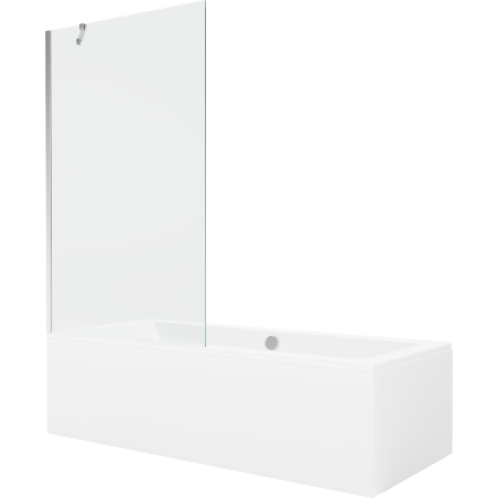 Mexen Cube 170 x 80 cm rectangular bathtub with panels and a 1-wing screen 100 cm, transparent, chrome - 550517080X9510000001
