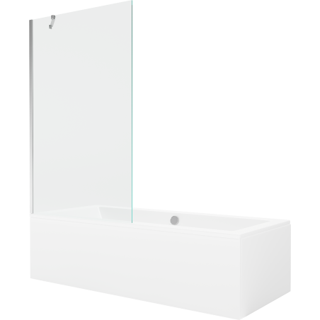 Mexen Cube rectangular bathtub 170 x 80 cm with casing and 1-wing screen 100 cm, transparent, chrome - 550517080X9510000001