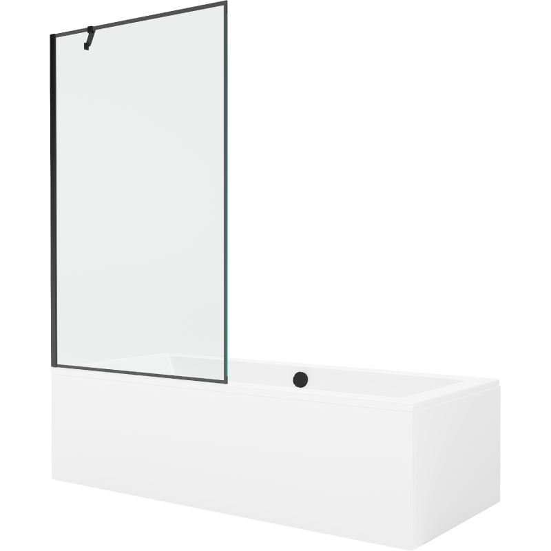 Mexen Cube 170 x 80 cm rectangular bathtub with panels and a 1-wing screen 100 cm, black pattern - 550517080X9510007070