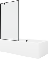 Mexen Cube 170 x 80 cm rectangular bathtub with panels and a 1-wing screen 100 cm, black pattern - 550517080X9510007070