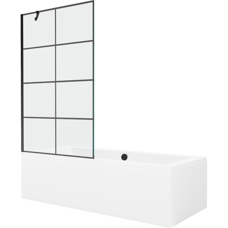 Mexen Cube rectangular bath 170 x 80 cm with enclosure and 1-wing screen 100 cm, black pattern - 550517080X9510007077