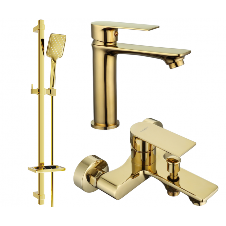 Mexen Royo DQ62 bathtub set, Gold - 72203DQ62-50
