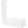 Mexen Cube rectangular bathtub 180 x 80 cm with casing and 1-panel screen 50 cm, transparent, chrome - 550518080X9505000001