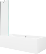 Mexen Cube rectangular bathtub 180 x 80 cm with casing and 1-wing screen 50 cm, transparent, chrome - 550518080X9505000001