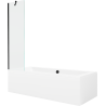Mexen Cube 180 x 80 cm rectangular bathtub with panels and a 1-wing screen 50 cm, transparent, black - 550518080X9505000070