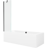 Mexen Cube rectangular bathtub 180 x 80 cm with enclosure and 1-wing screen 50 cm, transparent, black - 550518080X9505000070