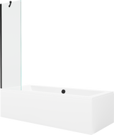 Mexen Cube rectangular bathtub 180 x 80 cm with casing and 1-wing screen 50 cm, transparent, black - 550518080X9505000070
