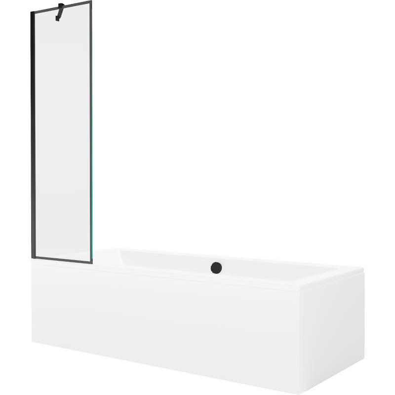 Mexen Cube 180 x 80 cm rectangular bathtub with panels and a 1-wing screen 50 cm, black pattern - 550518080X9505007070