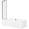 Mexen Cube rectangular bathtub 180 x 80 cm with casing and 1-wing screen 50 cm, black pattern - 550518080X9505007070