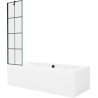 Mexen Cube 180 x 80 cm rectangular bathtub with panels and a 1-wing screen 50 cm, black pattern - 550518080X9505007077