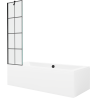 Mexen Cube rectangular bathtub 180 x 80 cm with enclosure and 1-wing 50 cm screen, black pattern - 550518080X9505007077