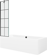 Mexen Cube rectangular bathtub 180 x 80 cm with casing and 1-wing screen 50 cm, black pattern - 550518080X9505007077