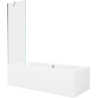 Mexen Cube rectangular bathtub 180 x 80 cm with enclosure and 1-wing screen 60 cm, transparent, chrome - 550518080X9506000001