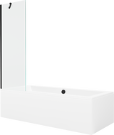 Mexen Cube rectangular bathtub 180 x 80 cm with casing and 1-wing screen 60 cm, transparent, black - 550518080X9506000070