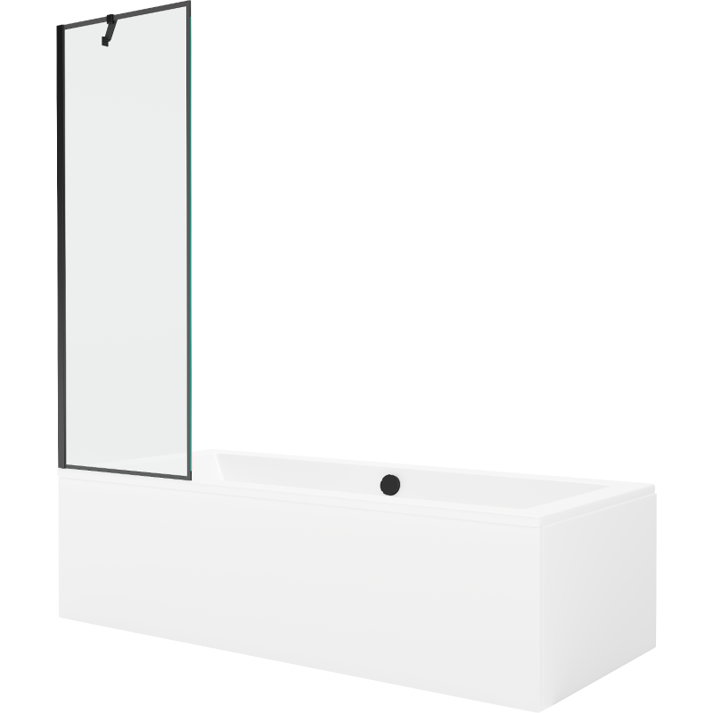 Mexen Cube 180 x 80 cm rectangular bathtub with panels and a 1-wing screen 60 cm, black pattern - 550518080X9506007070