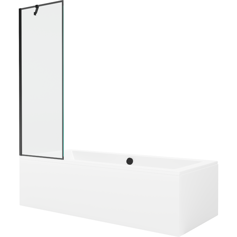 Mexen Cube rectangular bathtub 180 x 80 cm with casing and single-panel screen 60 cm, black pattern - 550518080X9506007070