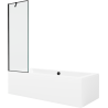 Mexen Cube rectangular bathtub 180 x 80 cm with casing and single-panel screen 60 cm, black pattern - 550518080X9506007070