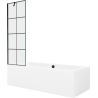 Mexen Cube rectangular bathtub 180 x 80 cm with casing and 1-wing screen 60 cm, black pattern - 550518080X9506007077