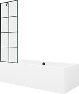 Mexen Cube rectangular bathtub 180 x 80 cm with casing and 1-wing screen 60 cm, black pattern - 550518080X9506007077