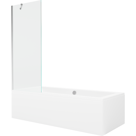 Mexen Cube rectangular bathtub 180 x 80 cm with casing and 1-wing screen 70 cm, transparent, chrome - 550518080X9507000001