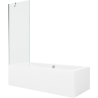 Mexen Cube rectangular bathtub 180 x 80 cm with enclosure and 1-wing screen 70 cm, transparent, chrome - 550518080X9507000001