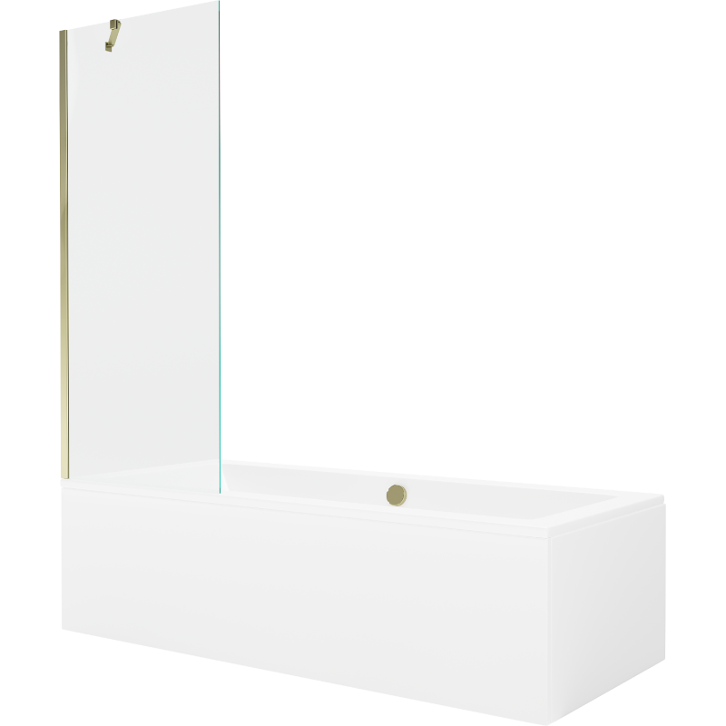 Mexen Cube 180 x 80 cm rectangular bathtub with panels and a 1-wing screen 70 cm, transparent, gold - 550518080X9507000050