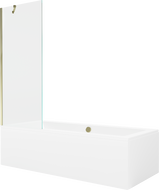 Mexen Cube rectangular bathtub 180 x 80 cm with enclosure and 1-wing screen 70 cm, transparent, gold - 550518080X9507000050