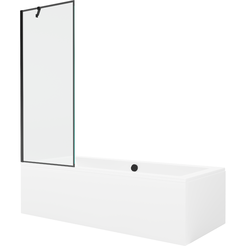 Mexen Cube 180 x 80 cm rectangular bathtub with panels and a 1-wing screen 70 cm, black pattern - 550518080X9507007070