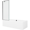 Mexen Cube rectangular bathtub 180 x 80 cm with enclosure and 1-panel screen 70 cm, black pattern - 550518080X9507007070