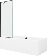 Mexen Cube rectangular bathtub 180 x 80 cm with enclosure and 1-panel screen 70 cm, black pattern - 550518080X9507007070
