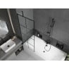 Mexen Cube rectangular bathtub 180 x 80 cm with housing and 1-leaf screen 70 cm, black pattern - 550518080X9507007077