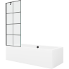 Mexen Cube rectangular bathtub 180 x 80 cm with casing and 1-panel screen 70 cm, black pattern - 550518080X9507007077