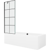 Mexen Cube rectangular bathtub 180 x 80 cm with housing and 1-leaf screen 70 cm, black pattern - 550518080X9507007077