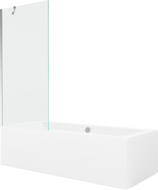 Mexen Cube rectangular bathtub 180 x 80 cm with enclosure and single-panel screen 80 cm, transparent, chrome