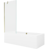 Mexen Cube rectangular bathtub 180 x 80 cm with casing and 1-panel screen 80 cm, transparent, gold - 550518080X9508000050