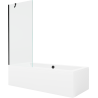 Mexen Cube rectangular bath 180 x 80 cm with casing and 1-winged screen 80 cm, transparent, black - 550518080X9508000070