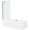 Mexen Cube rectangular bathtub 180 x 80 cm with casing and 1-wing screen 80 cm, transparent, black - 550518080X9508000070